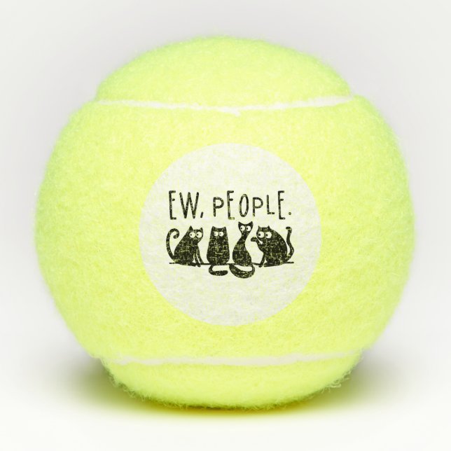 Ew People Funny Meowy Black Cats Tennis Balls (Front)