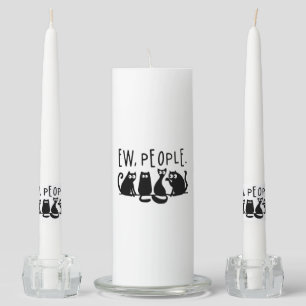 Ew People Funny Meowy Black Cats Unity Candle Set