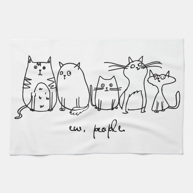Ew, People Funny Meowy Cat Lovers Kitchen Towel (Horizontal)