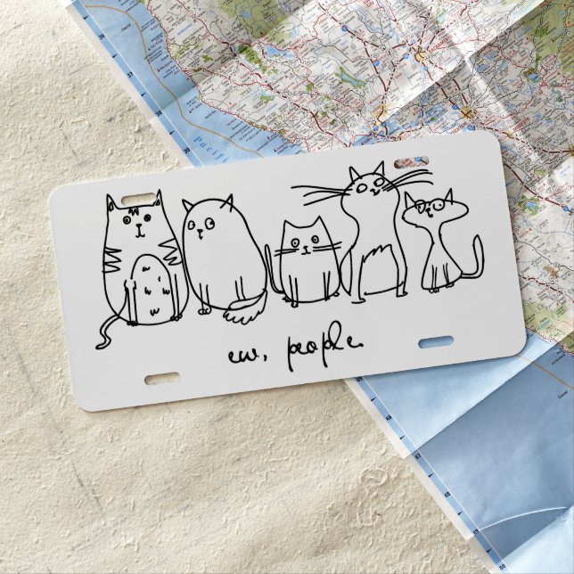 Ew, People Funny Meowy Cat Lovers License Plate (In Situ)