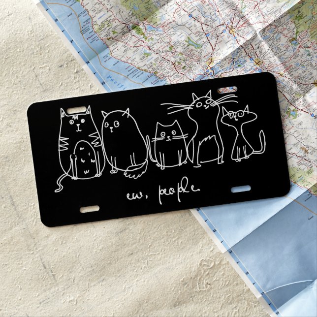 Ew, People Funny Meowy Cat Lovers License Plate (In Situ)