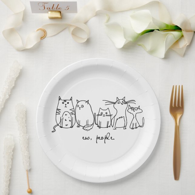 Ew, People Funny Meowy Cat Lovers Paper Plates (Wedding)