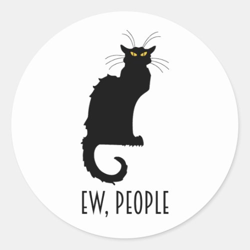 Ew People Funny Vintage Black Cat Classic Round Sticker