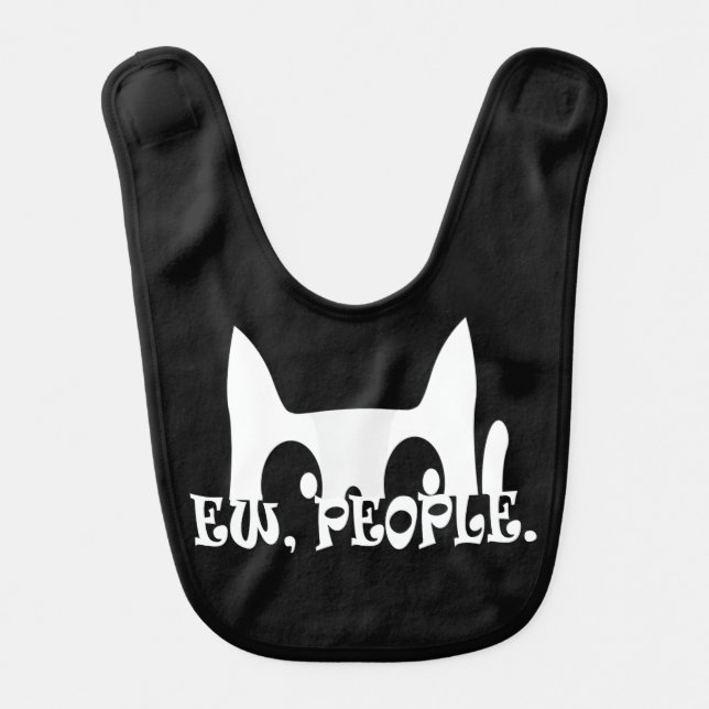 Ew People Funny White Cat Baby Bib (Front)