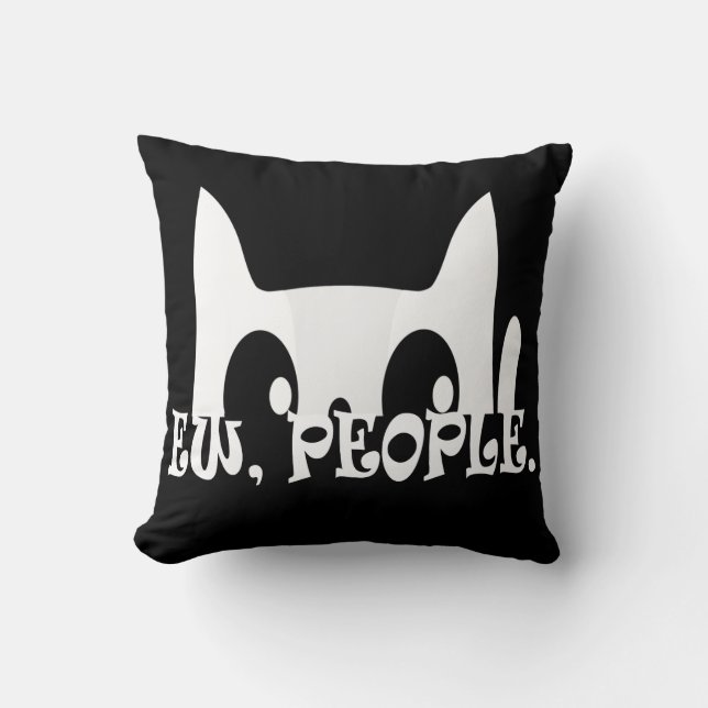 Ew People Funny White Cat Throw Pillow (Front)