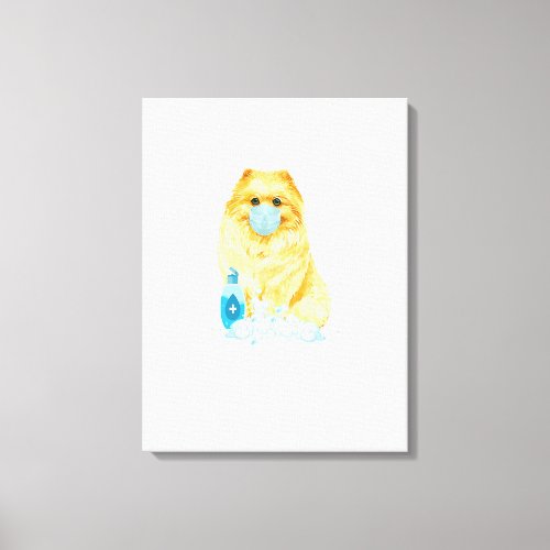 Ew People Germs Pomeranian Dog Wearing A Face Mask Canvas Print