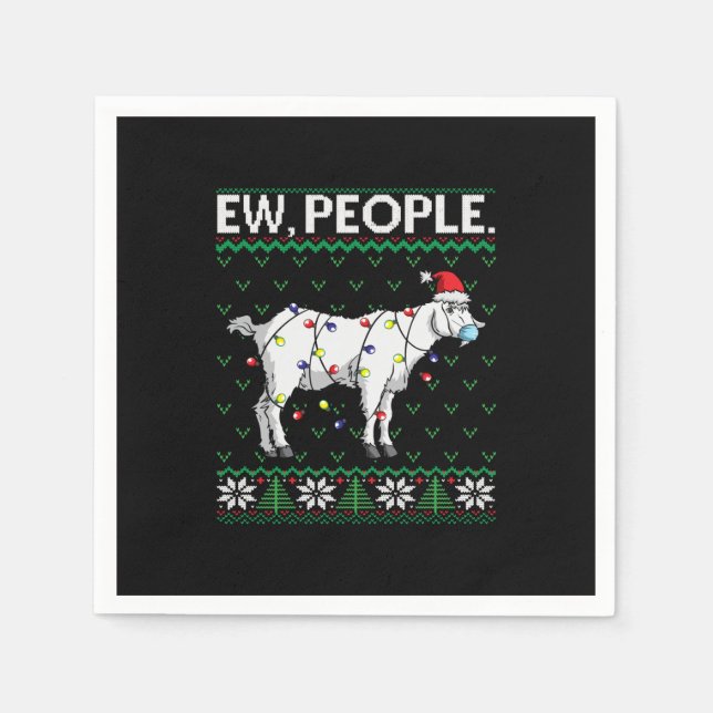 Ew People Goat  Santa Ugly Christmas Gift Napkins (Front)