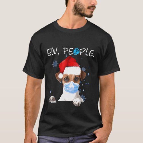 Ew People Jack Russell Dog Wearing A Face Mask In  T_Shirt