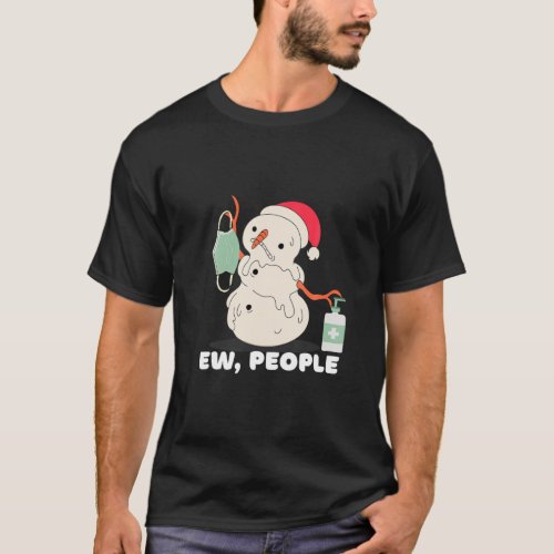 Ew People Melting Christmas Snowman Facemask and T_Shirt