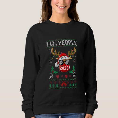 Ew People Reindeer Face Mask Ugly Christmas Pajama Sweatshirt