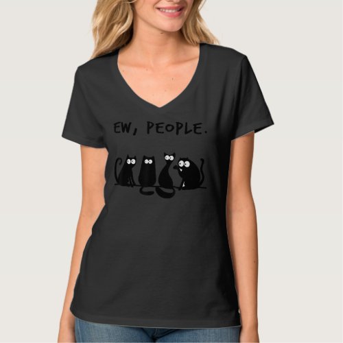 Ew People Retro Cat Funny Vintage Anti Social Intr T_Shirt