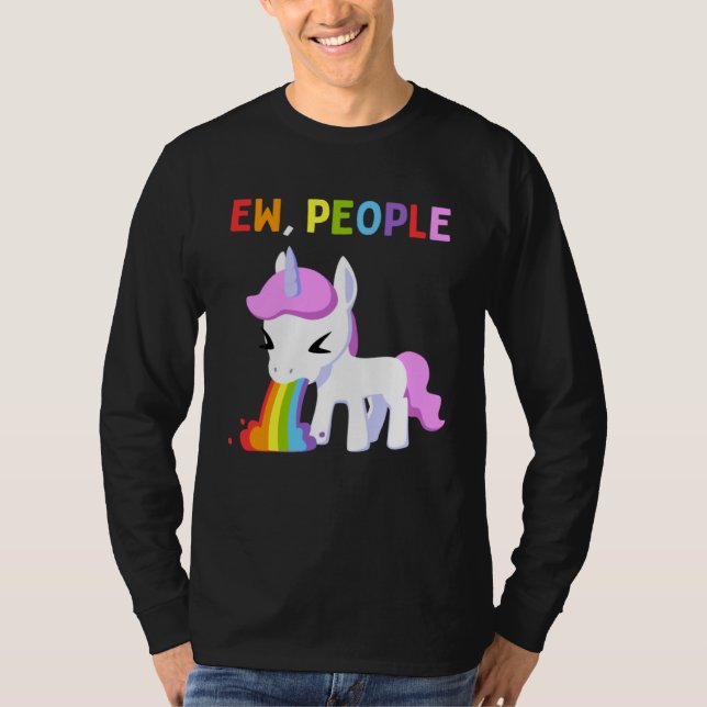 Ew People Unicorn Antisocial Rainbow T-Shirt (Front)