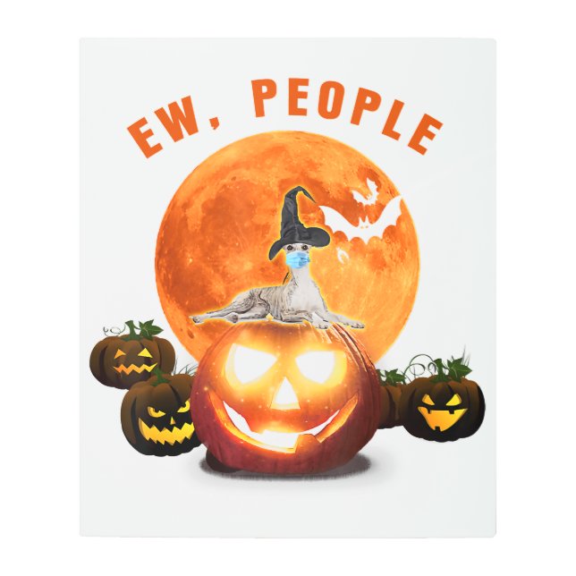 Ew People Whippet Wearing A Face Mask Halloween Metal Print (Front)