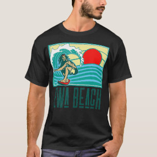 Ewa Beach Hawaii Vintage Surfer Wave Retro Graphic T-Shirt