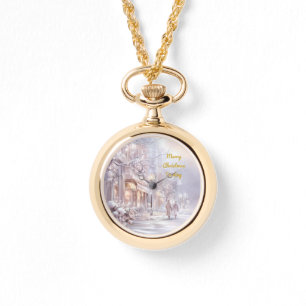 eWatch Vintage White Christmas Necklace Watch
