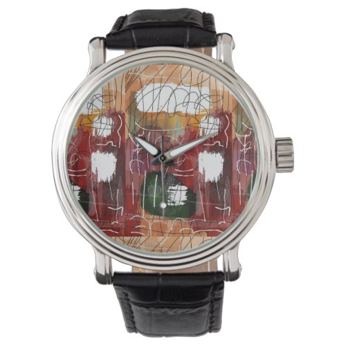 eWatch Watch Black Leather Original Abstract