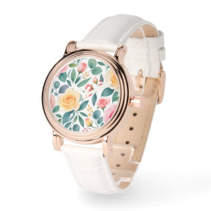 eWatch Watch Elegant Watercolor Floral Wristwatch