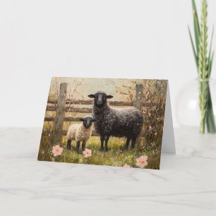 Ewe and Lamb Spring Sheep Art Card