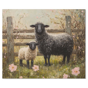 Ewe and Lamb Spring Sheep Art Decoupage Wrapping Paper
