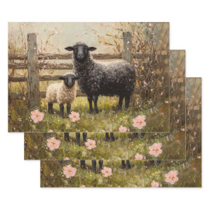 Ewe and Lamb Spring Sheep Art Decoupage Wrapping Paper Sheets