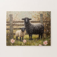 Ewe and Lamb Spring Sheep Art