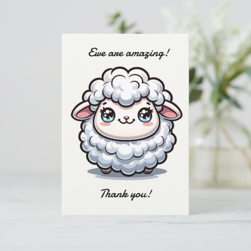 Ewe Are Amazing Cute Sheep Pun Flat Thank You Card