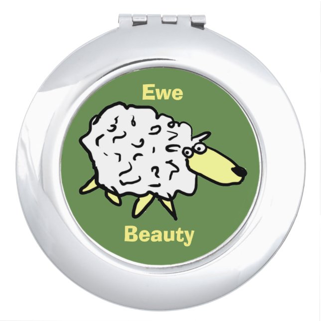 Ewe Beauty Sheep Cartoon Design Makeup Mirror (Front)