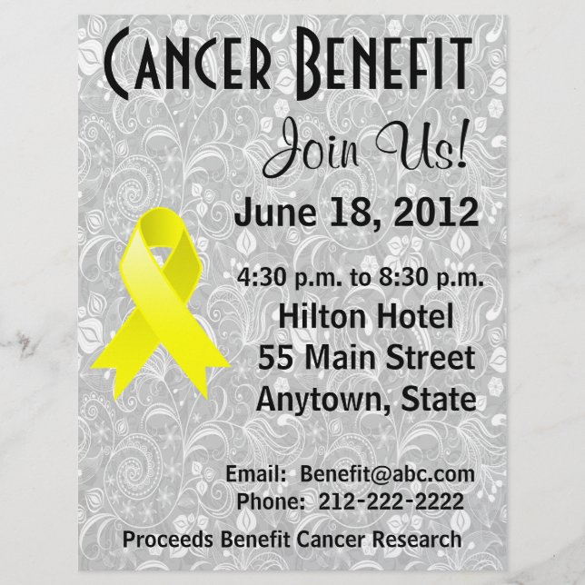 Ewing Sarcoma Awareness Benefit Gray Floral Flyer (Front)