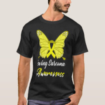 Ewing Sarcoma Awareness Butterfly Yellow Ribbon Bu T-Shirt