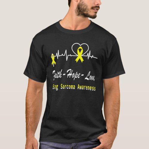 Ewing Sarcoma Awareness Heartbeat Christian Cross T_Shirt