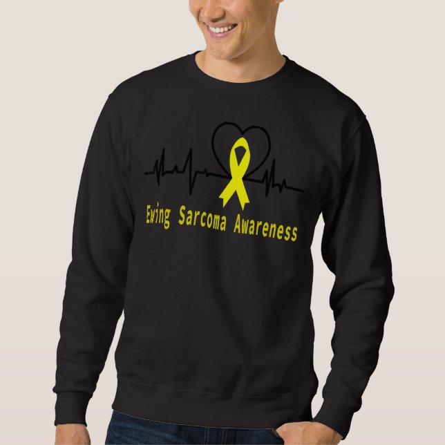 Ewing Sarcoma Awareness Heartbeat Yellow Support Sweatshirt (Front)