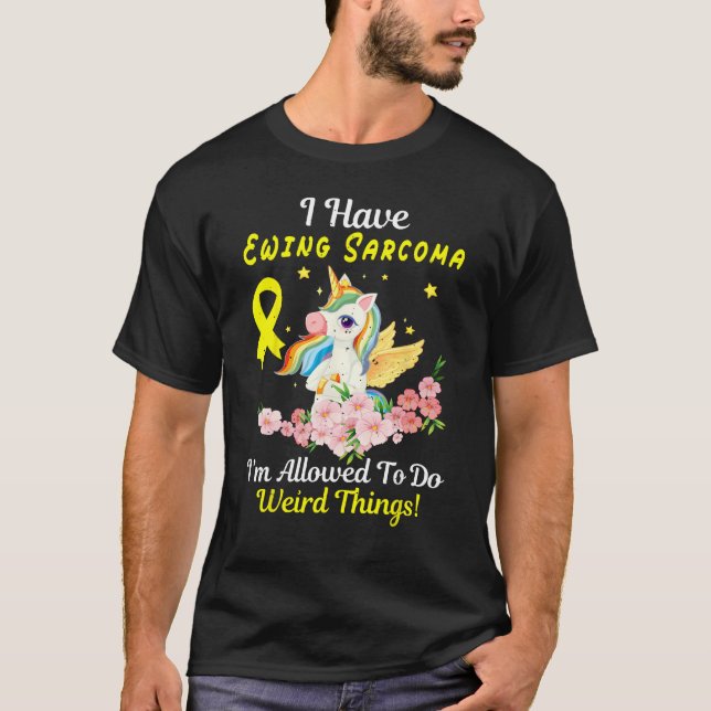 Ewing Sarcoma Awareness  Unicorn Yellow Ribbon Sup T-Shirt (Front)