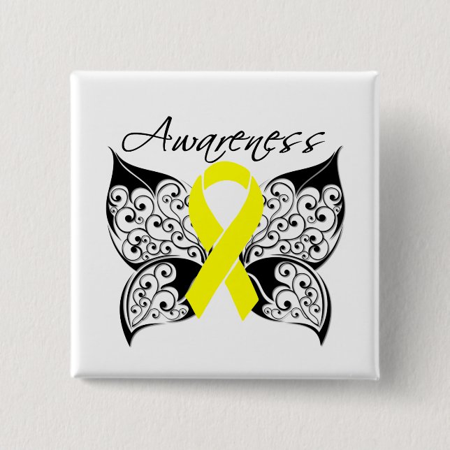Ewing Sarcoma Butterfly Ribbon Pinback Button (Front)