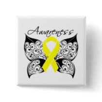 Ewing Sarcoma Butterfly Ribbon Pinback Button