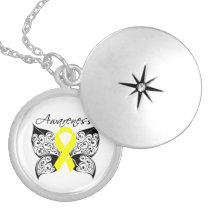 Ewing Sarcoma Butterfly Ribbon Silver Plated Necklace