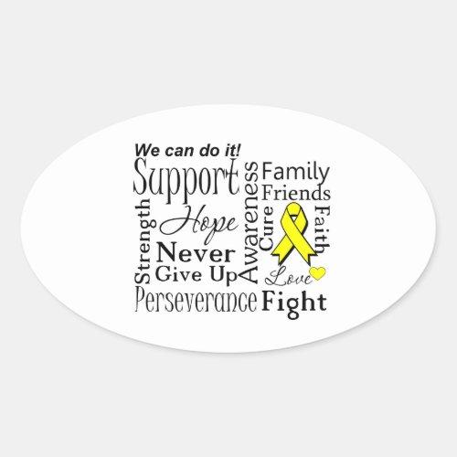 Ewing Sarcoma Supportive Words Oval Sticker