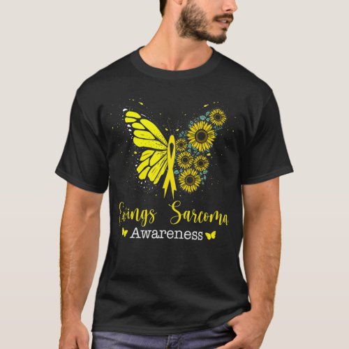 Ewings Sarcoma Cancer Awareness Butterfly  Sunflow T_Shirt