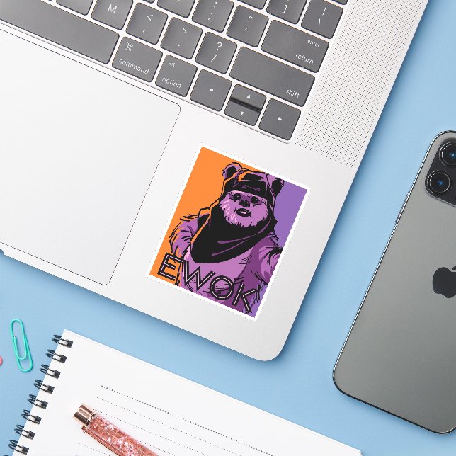 Ewok Two-Tone Portrait Sticker (Laptop w/ iPhone)