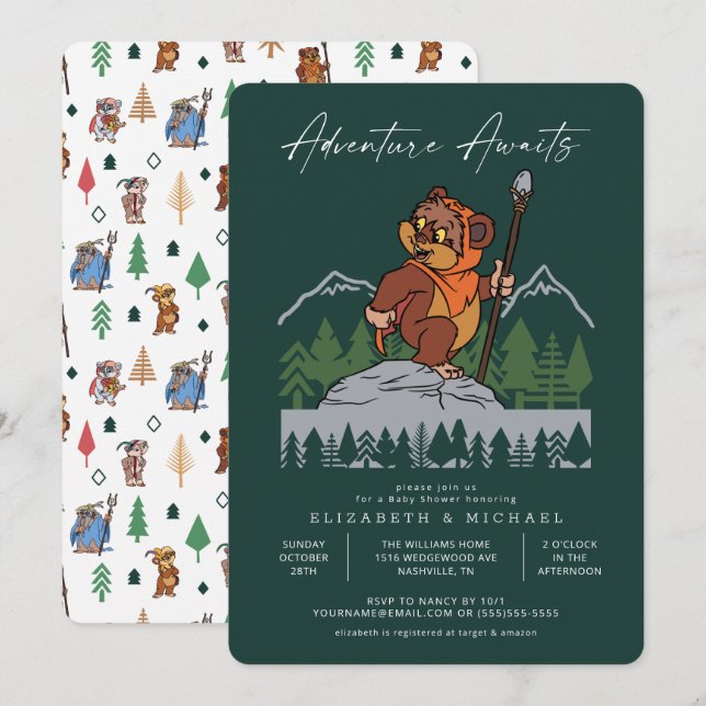 Ewoks - Adventure Awaits Baby Shower Invitation (Front/Back)