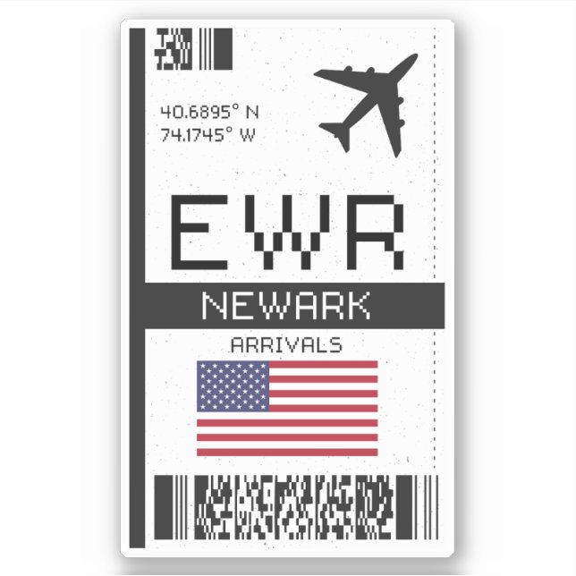 EWR Newark Boarding Pass - New Jersey Travel Sticker (Front)