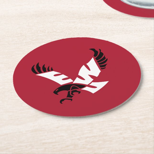 EWU Eagle Logo Round Paper Coaster (Angled)
