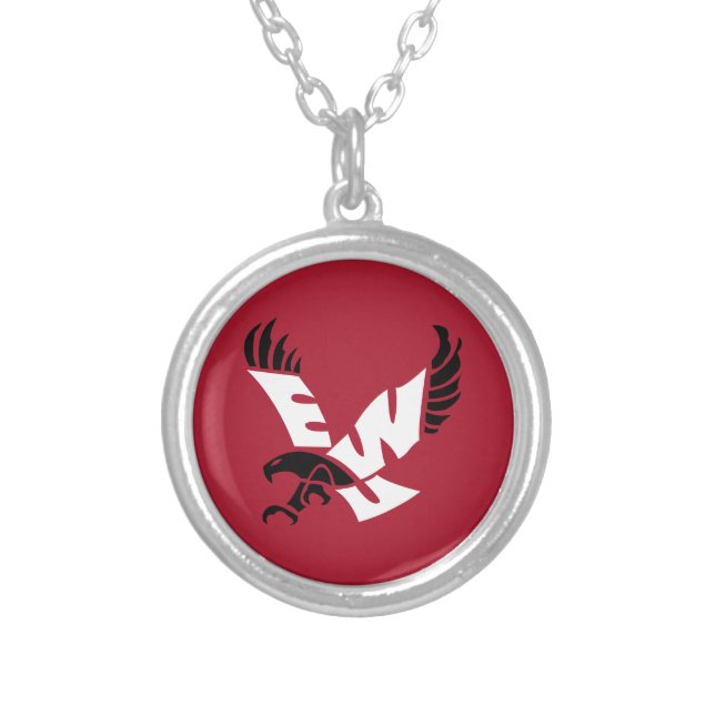 EWU Eagle Logo Silver Plated Necklace (Front)