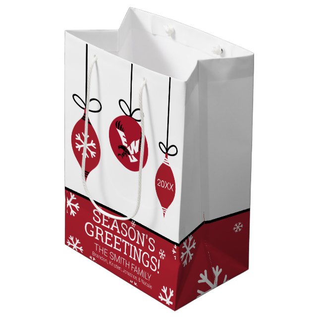 EWU Holiday Medium Gift Bag (Front Angled)