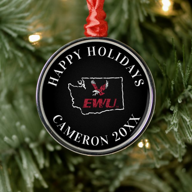 EWU State Love Metal Ornament (Tree)
