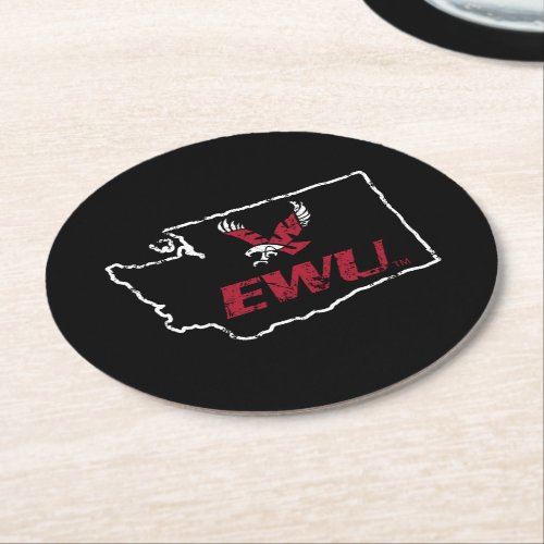 EWU State Love Round Paper Coaster