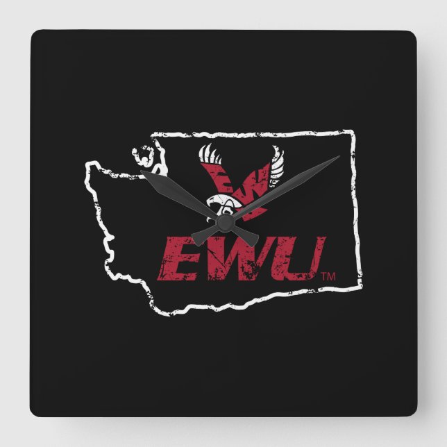 EWU State Love Square Wall Clock (Front)