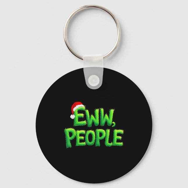 Eww People Santa Hat Funny Christmas Mens Womens K Keychain (Front)