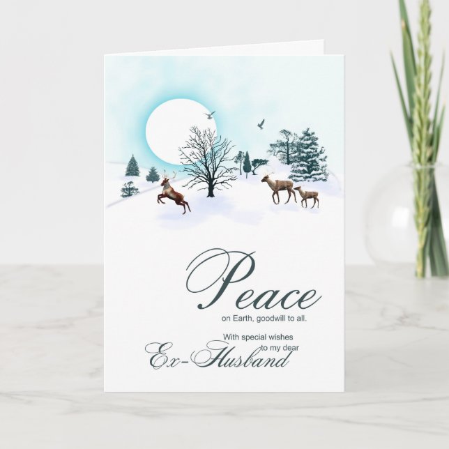 Ex-husband, Christmas with reindeer Holiday Card (Front)