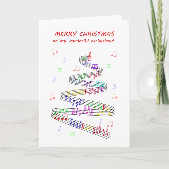 Ex Husband Sheet Music with a Stave Christmas Holiday Card (Front)