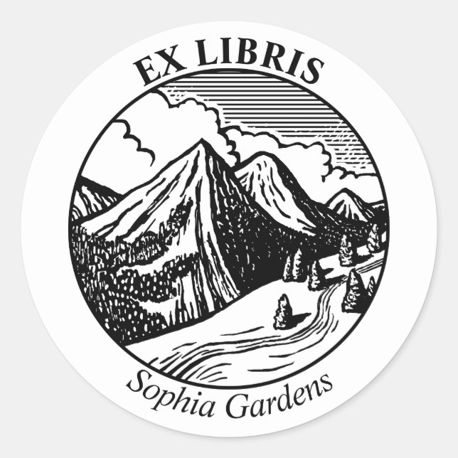 Ex Libris - Alpine Landscape Classic Round Sticker (Front)